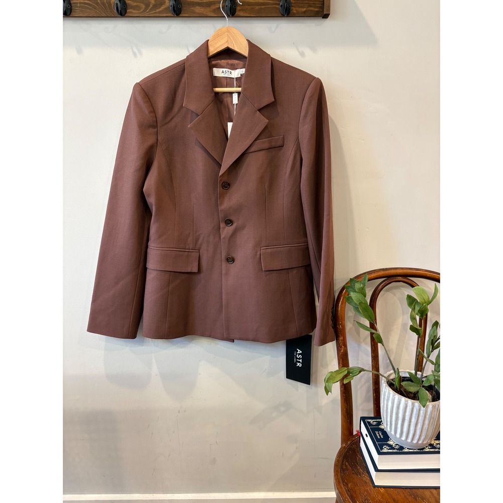 ASTR The Label Plum Brown Three Button Blazer Jacket